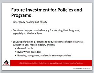 Presentation slide with title "Future Investment for Policies and Programs."