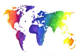 Rainbow world map.
